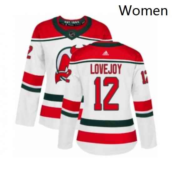 Womens Adidas New Jersey Devils 12 Ben Lovejoy Authentic White Alternate NHL Jersey